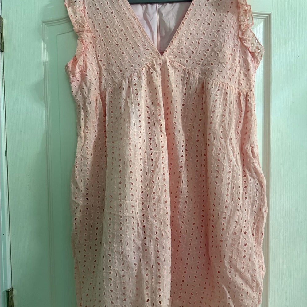 Pink Eyelet Sleeveless Dress